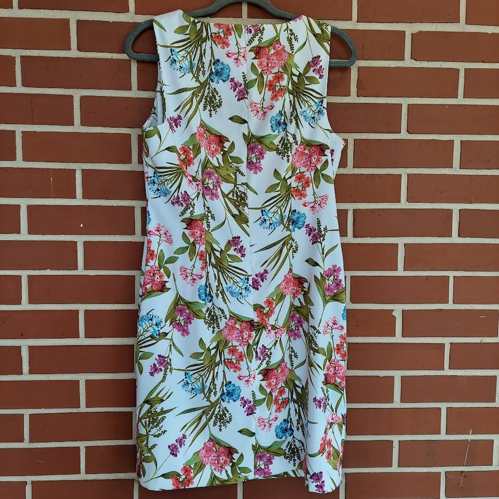ALYX Pink White Blue Floral Flowers Sleeveless Polyester/Spandex Dress size 12 - Picture 4 of 5